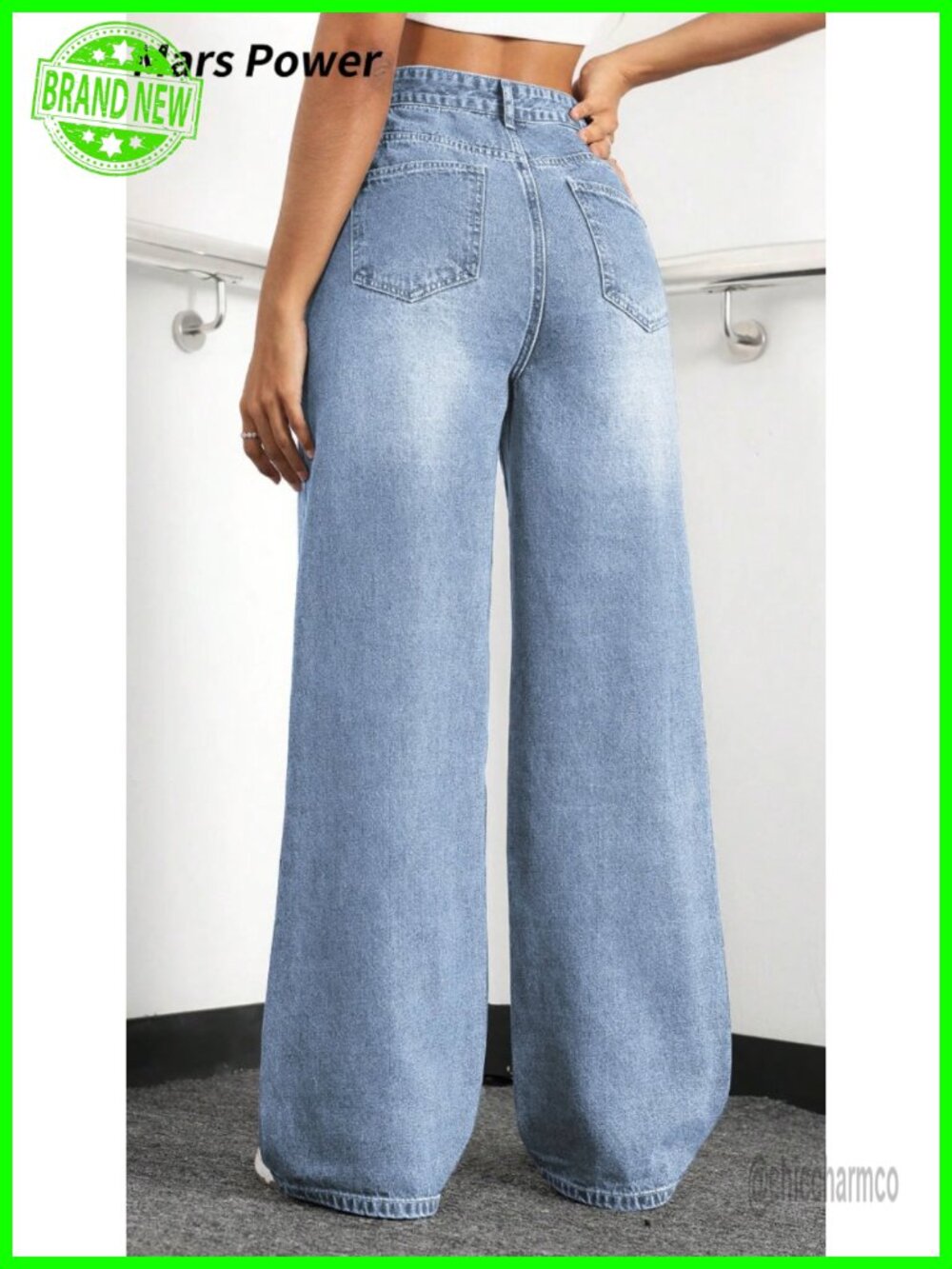 High Waisted Wide Leg Jeans for Women Stretchy Tummy Control Denim Pants - Picture 6 of 6